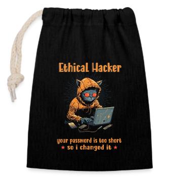 Ethical Cyber Security Ethical Hacking Analyst - Verschließbarer Geschenkbeutel aus Baumwolle (14x20cm) - Schwarz - Vorne