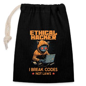 Ethical Hacking Analyst Ethical Cyber Security - Verschließbarer Geschenkbeutel aus Baumwolle (14x20cm) - Schwarz - Vorne