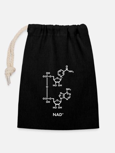 NAD+ Formule chimique - Sac cadeau en coton avec cordon (14 x 20 cm) - noir