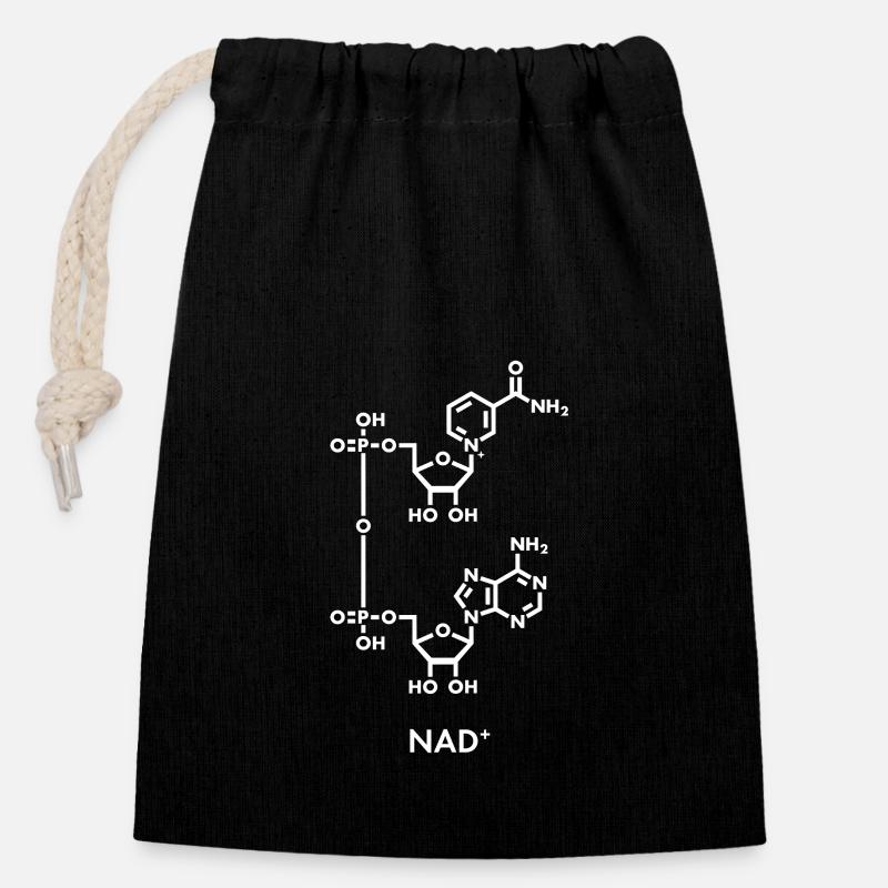 NAD+ Formule chimique - Sac cadeau en coton avec cordon (14 x 20 cm) - noir