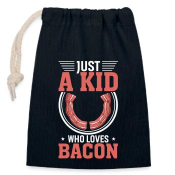 Just a child who loves bacon - Closable cotton gift bag (14x20cm) - navy - Front