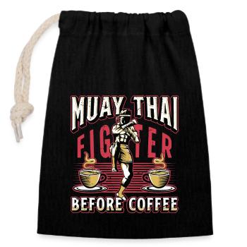Muay Thai Fighter Before Thai Boxing Coffee Lover - Verschließbarer Geschenkbeutel aus Baumwolle (14x20cm) - Schwarz - Vorne