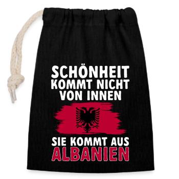 Albanische Flagge Albanischer Adler Shqiponja - Verschließbarer Geschenkbeutel aus Baumwolle (14x20cm) - Schwarz - Vorne
