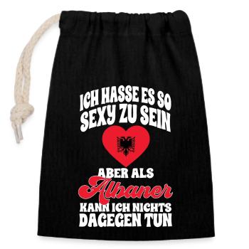 Albanische Flagge Albanischer Adler Shqiponja - Verschließbarer Geschenkbeutel aus Baumwolle (14x20cm) - Schwarz - Vorne