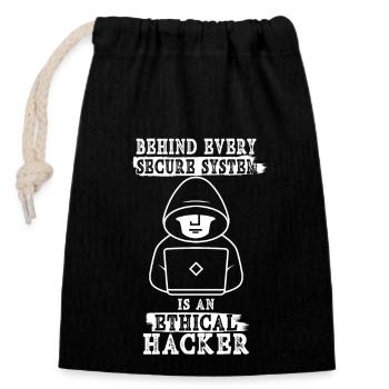 Ethical Cyber Security Ethical Hacking - Verschließbarer Geschenkbeutel aus Baumwolle (14x20cm) - Schwarz - Vorne
