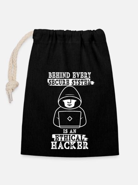 Cybersécurité éthique Piratage éthique - Sac cadeau en coton avec cordon (14 x 20 cm) - noir