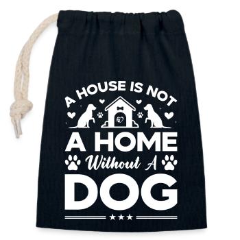 Une maison n’est pas une maison sans chien - Sac cadeau en coton avec cordon (14 x 20 cm) - bleu marine - Devant