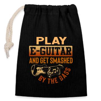 Spiele E-Gitarre Und Werde Vom Bass Vernichtet - Verschließbarer Geschenkbeutel aus Baumwolle (14x20cm) - Schwarz - Vorne