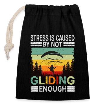 Le stress est causé par le fait de ne pas glisser suffisamment - Sac cadeau en coton avec cordon (14 x 20 cm) - noir - Devant
