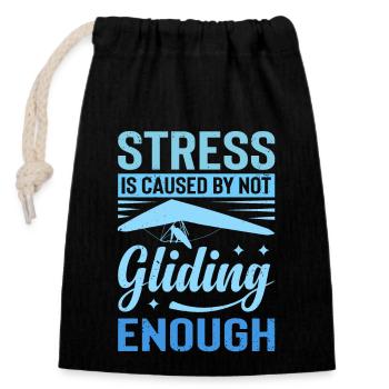Le stress est causé par le fait de ne pas glisser suffisamment - Sac cadeau en coton avec cordon (14 x 20 cm) - noir - Devant