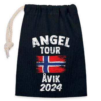 AVIK 2024 Voyage de pêche en Norvège - Sac cadeau en coton avec cordon (14 x 20 cm) - bleu marine - Devant