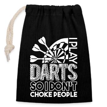 Darts I Play Darts So I Don't Choke People - Closable cotton gift bag (14x20cm) - black - Front