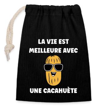 Cacahuètes Humour petite cacahuète - Sac cadeau en coton avec cordon (14 x 20 cm) - noir - Devant