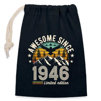 Vintage 1946 Birthday - Closable cotton gift bag (14x20cm) - navy - Front