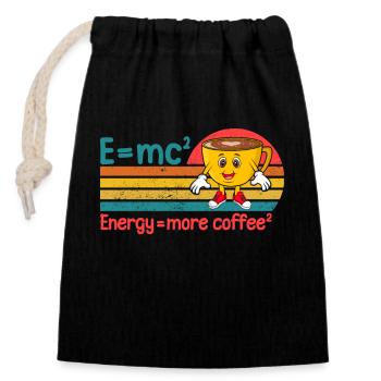 Énergie Plus de café - Sac cadeau en coton avec cordon (14 x 20 cm) - noir - Devant