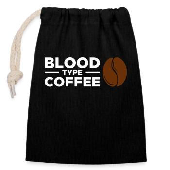Blood type coffee - Closable cotton gift bag (14x20cm) - black - Front