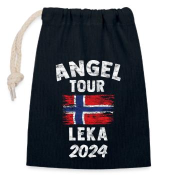 LEKA 2024 - Voyage de pêche Norvège personnalisable - Sac cadeau en coton avec cordon (14 x 20 cm) - bleu marine - Devant