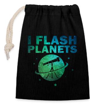 Space Photography Stargazing Telescope Astronomy - Closable cotton gift bag (14x20cm) - black - Front