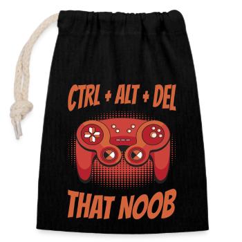 CTRL Alt Del That Noob Gamer Videospiel - Verschließbarer Geschenkbeutel aus Baumwolle (14x20cm) - Schwarz - Vorne