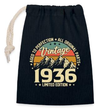 Vintage 88. Geburtstag 1936 - Verschließbarer Geschenkbeutel aus Baumwolle (14x20cm) - Navy - Vorne
