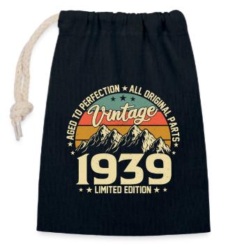 Vintage 85. Geburtstag 1939 - Verschließbarer Geschenkbeutel aus Baumwolle (14x20cm) - Navy - Vorne