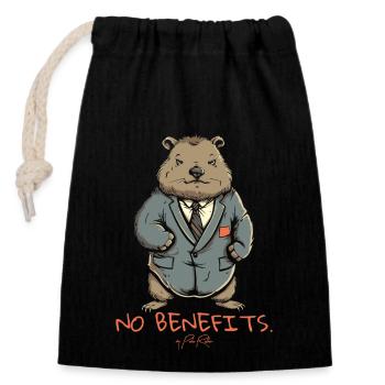 No benefits! Of the Imperious Beaver - Closable cotton gift bag (14x20cm) - black - Front