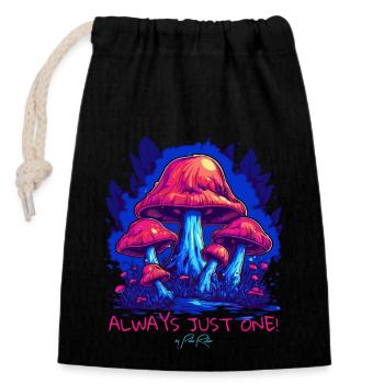 Toujours un seul champignon - Sac cadeau en coton avec cordon (14 x 20 cm) - noir - Devant