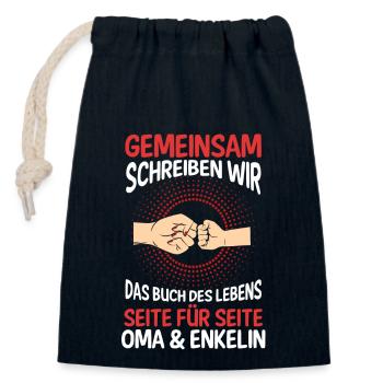 Oma Großmutter und Enkelin - Verschließbarer Geschenkbeutel aus Baumwolle (14x20cm) - Navy - Vorne