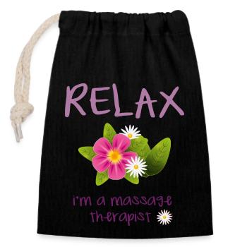 Massage Therapist Wellness - Closable cotton gift bag (14x20cm) - black - Front