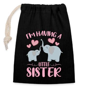Sister Reveal Im Having A Little Sister Elephant - Verschließbarer Geschenkbeutel aus Baumwolle (14x20cm) - Schwarz - Vorne