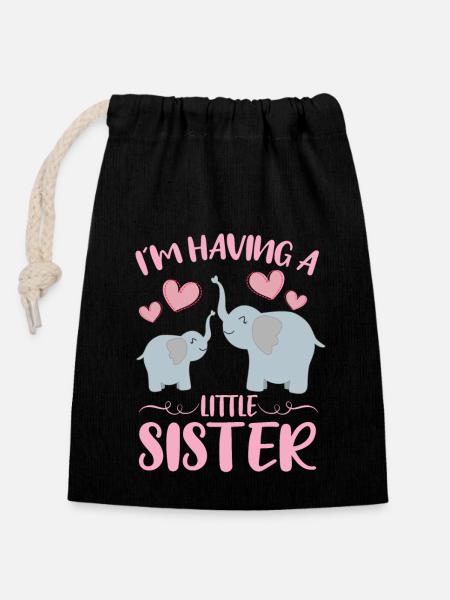 Sister Reveal Im Having A Little Sister Elephant - Verschließbarer Geschenkbeutel aus Baumwolle (14x20cm) - Schwarz