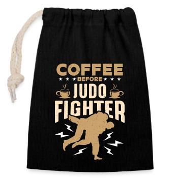 Judo Fighter Coffee Mixed Martial Art Coffee Lover - Closable cotton gift bag (14x20cm) - black - Front