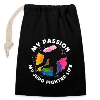 Judo Fighter My Passion My Judo Martial Art Judoka - Closable cotton gift bag (14x20cm) - black - Front