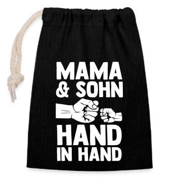 Mutter Muttertag Mama und Sohn - Verschließbarer Geschenkbeutel aus Baumwolle (14x20cm) - Schwarz - Vorne