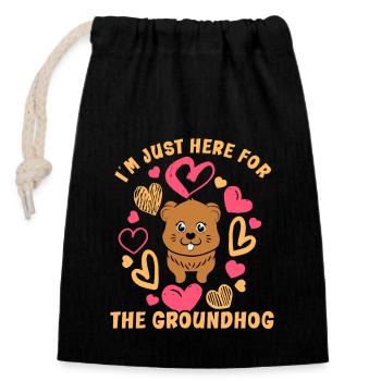 Groundhog Day Enthusiasts 2024, February 2 - Closable cotton gift bag (14x20cm) - black - Front
