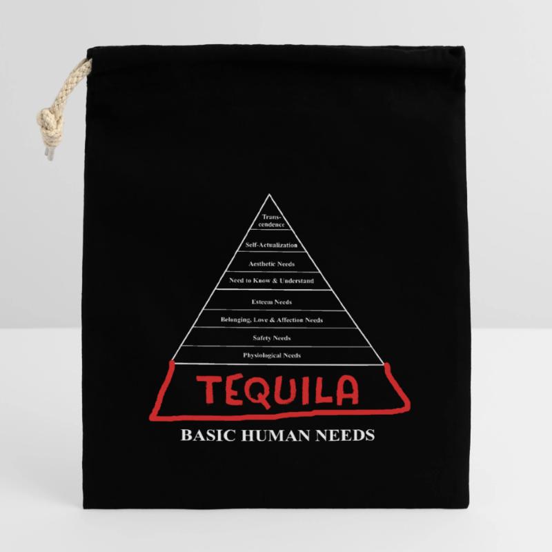 Tequila Basic Human Needs Pyramid Jeu de mots mexicain Sac cadeau en coton avec cordon (14 x 20 cm)