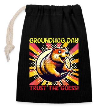Groundhog Day Enthusiasts 2024, February 2 - Closable cotton gift bag (14x20cm) - black - Front