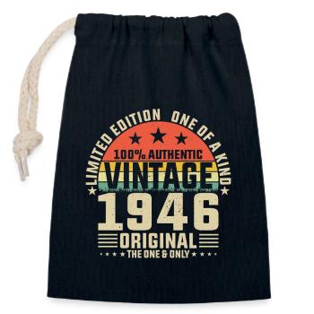 Anniversaire 78 ans Millésime 1946 - Sac cadeau en coton avec cordon (14 x 20 cm) - bleu marine - Devant