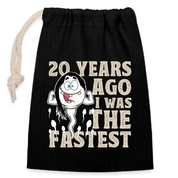 20th Birthday Funny Gift Idea - Closable cotton gift bag (14x20cm) - black - Front