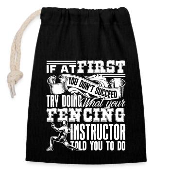 Fencing Fencing Instructor - Closable cotton gift bag (14x20cm) - black - Front