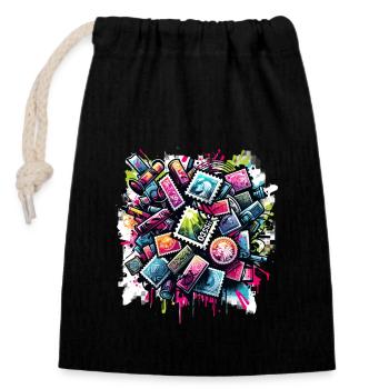 Philately Philatelist Stamp Collecting - Closable cotton gift bag (14x20cm) - black - Front