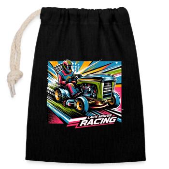 Lawn Mower Race Lawn Mower Race Lawn Mower - Closable cotton gift bag (14x20cm) - black - Front