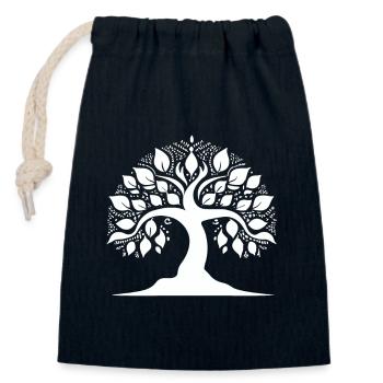 Yoga Baum des Lebens - Verschließbarer Geschenkbeutel aus Baumwolle (14x20cm) - Navy - Vorne