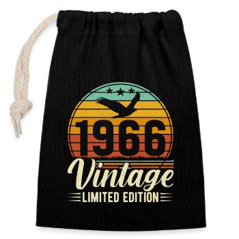 Millésime 1966 Anniversaire - Sac cadeau en coton avec cordon (14 x 20 cm) - noir - Devant