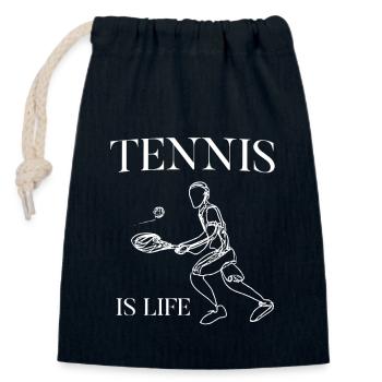 Le tennis, c’est la vie des hommes, des garçons, des joueurs et des fans - Sac cadeau en coton avec cordon (14 x 20 cm) - bleu marine - Devant