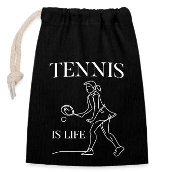 Tennis ist das Leben für Mädchen, Spielerinnen und Fans - Verschließbarer Geschenkbeutel aus Baumwolle (14x20cm) - Schwarz - Vorne