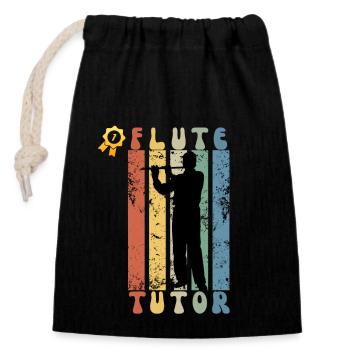 Number One Flute Tutor - Gift Idea For Flute Teach - Closable cotton gift bag (14x20cm) - black - Front