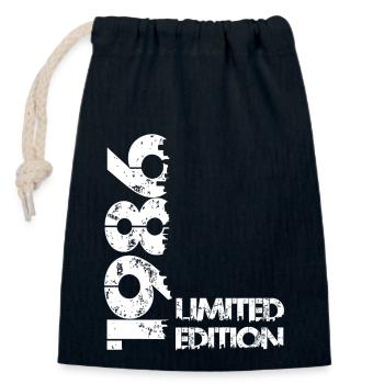 Édition limitée 1986 - Sac cadeau en coton avec cordon (14 x 20 cm) - bleu marine - Devant
