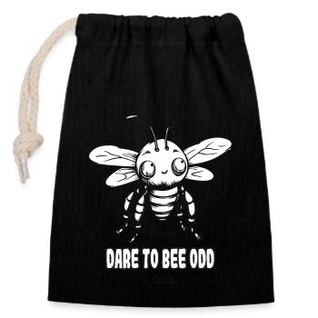 Osez être étrange : drôle d’abeille - Sac cadeau en coton avec cordon (14 x 20 cm) - noir - Devant