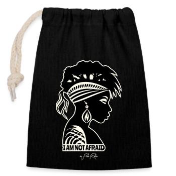 Je n'ai pas peur de la nature de la culture africaine - Sac cadeau en coton avec cordon (14 x 20 cm) - noir - Devant